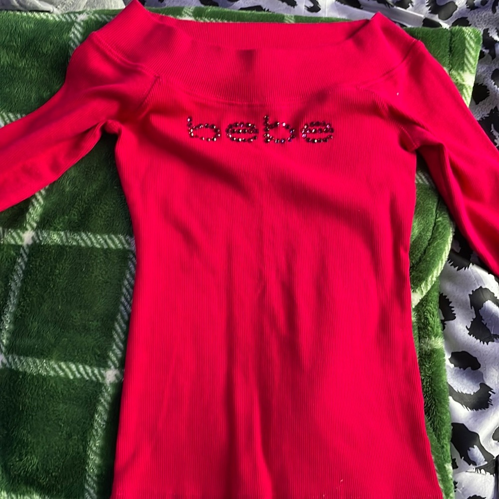 red long sleeved bebe shirt, size small